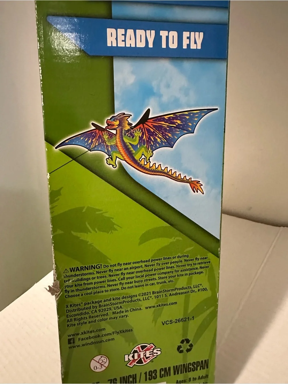 Supersized Nylon Kite Dragon - Green 76’ wing span